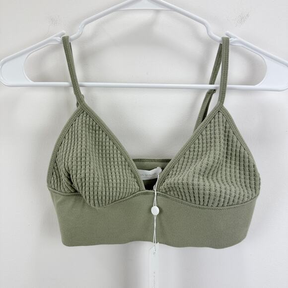 Jonathan Simkhai Matching Set Waffle Knit Loungewear Athleisure Green XS NWT - Picture 10 of 16
